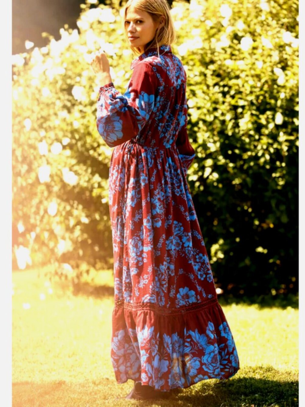 Anthropologie The Eleanora Printed Buttondown Shirt Dress Blue Floral M NWT - Picture 2 of 6